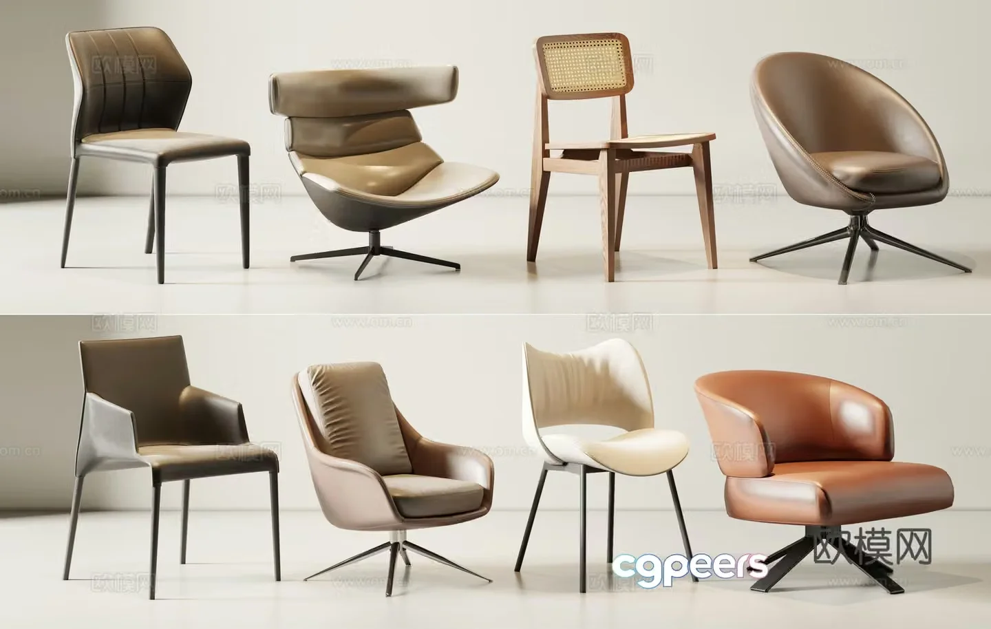 Modern single chair dining chair leisure chair 3d model