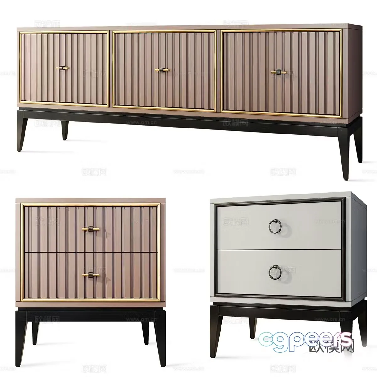 New Chinese TV cabinet chest of drawers bedside table 3D model