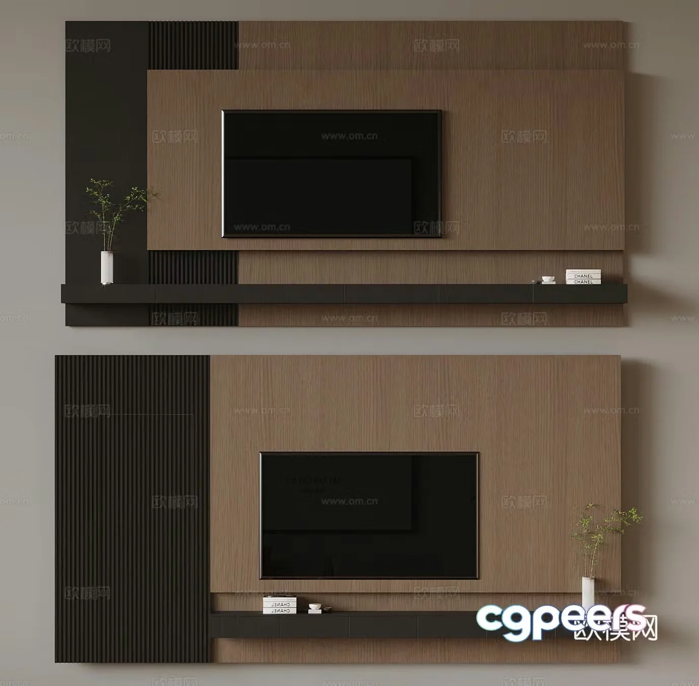 Modern Italian TV background wall 3d model