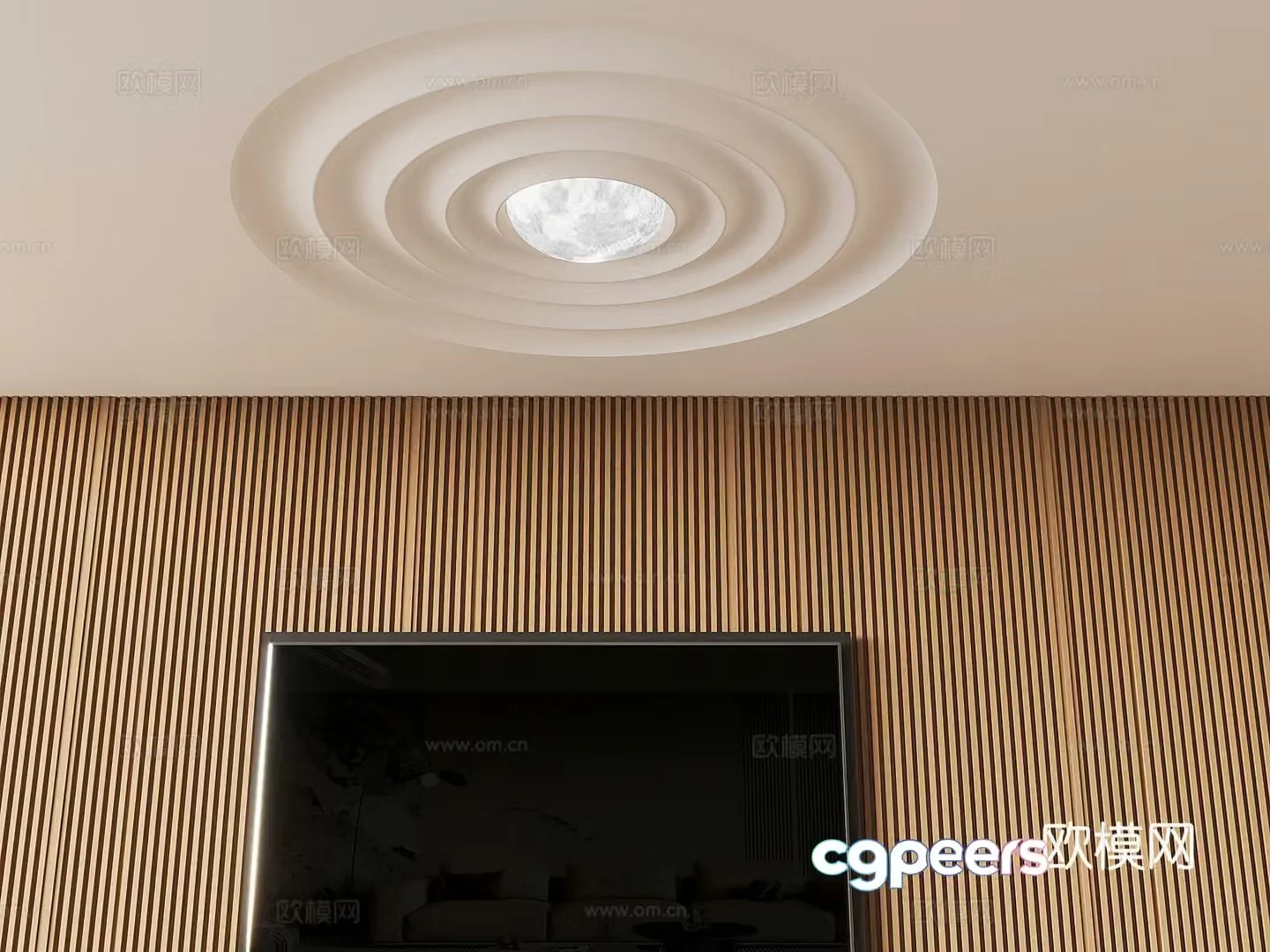 Water corrugated ceiling moon lamp chandelier water corrugated gypsum ceiling 3D model