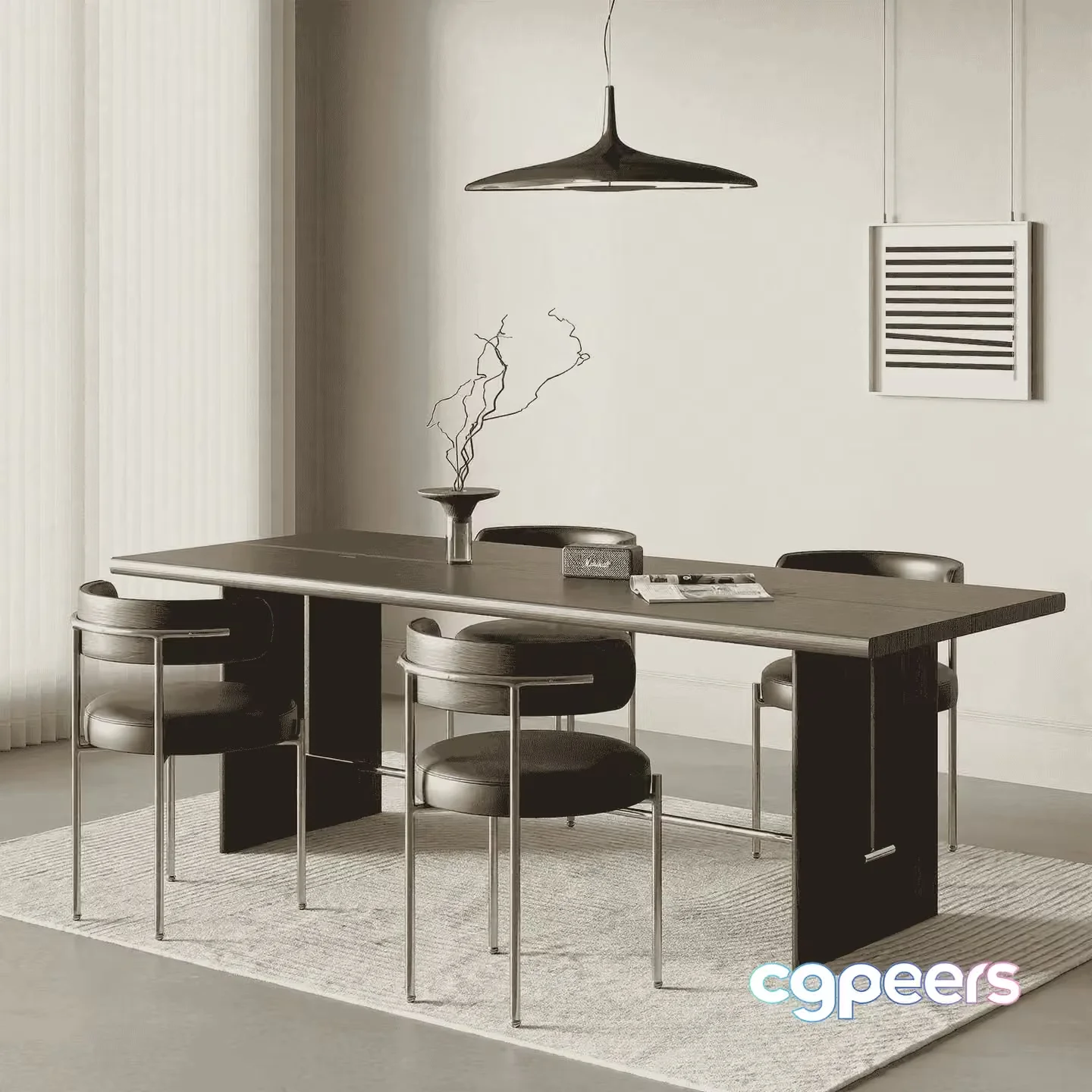 Modern Minimalist Dining Room 3D Model – 17860 – VRAY Render