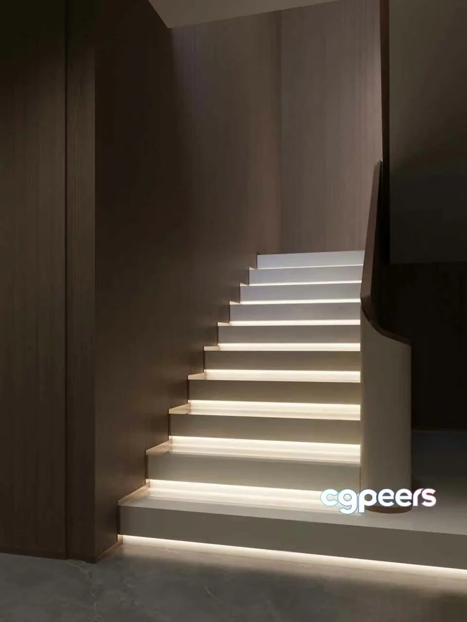 Contemporary Staircase Design 3D Model – 6141 – VRAY Render