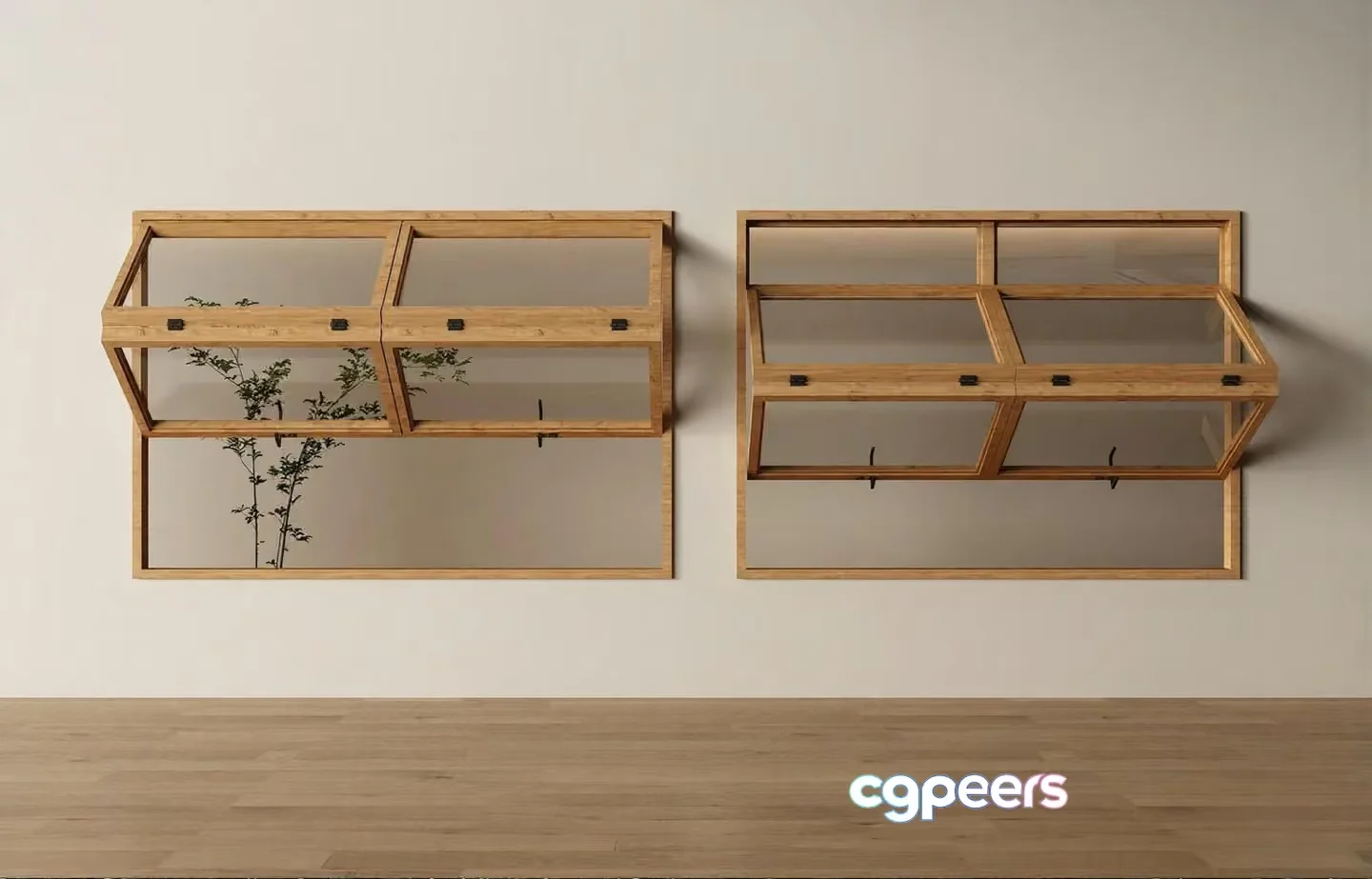 Wooden Wall Shelves 3D Model – 9654 – VRAY Render