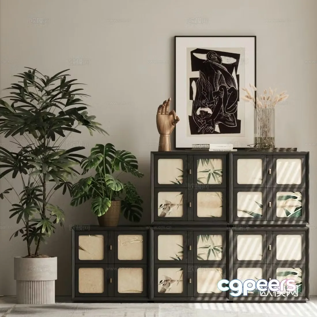 Retro style chest of cabinets retro style entrance cabinets decorative cabinets side cabinets Song’s car door cabinets storage cabinets 3D model