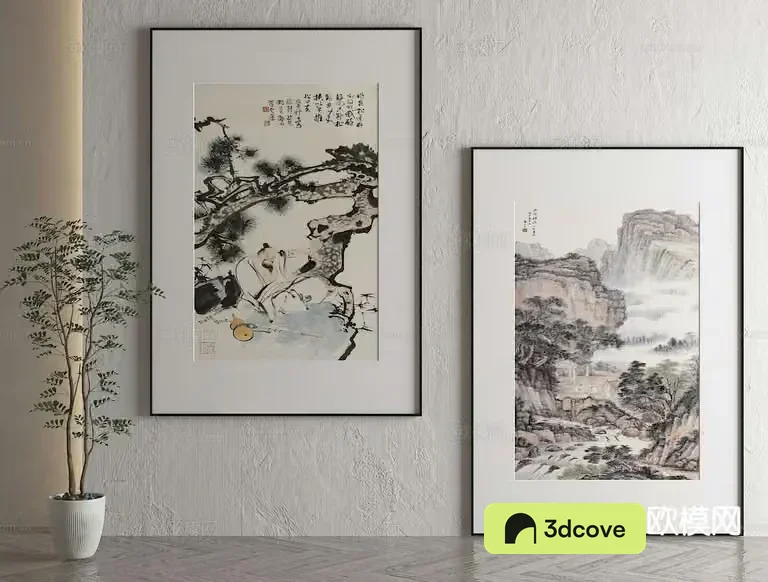Two Framed Paintings Of Chinese Landscapes