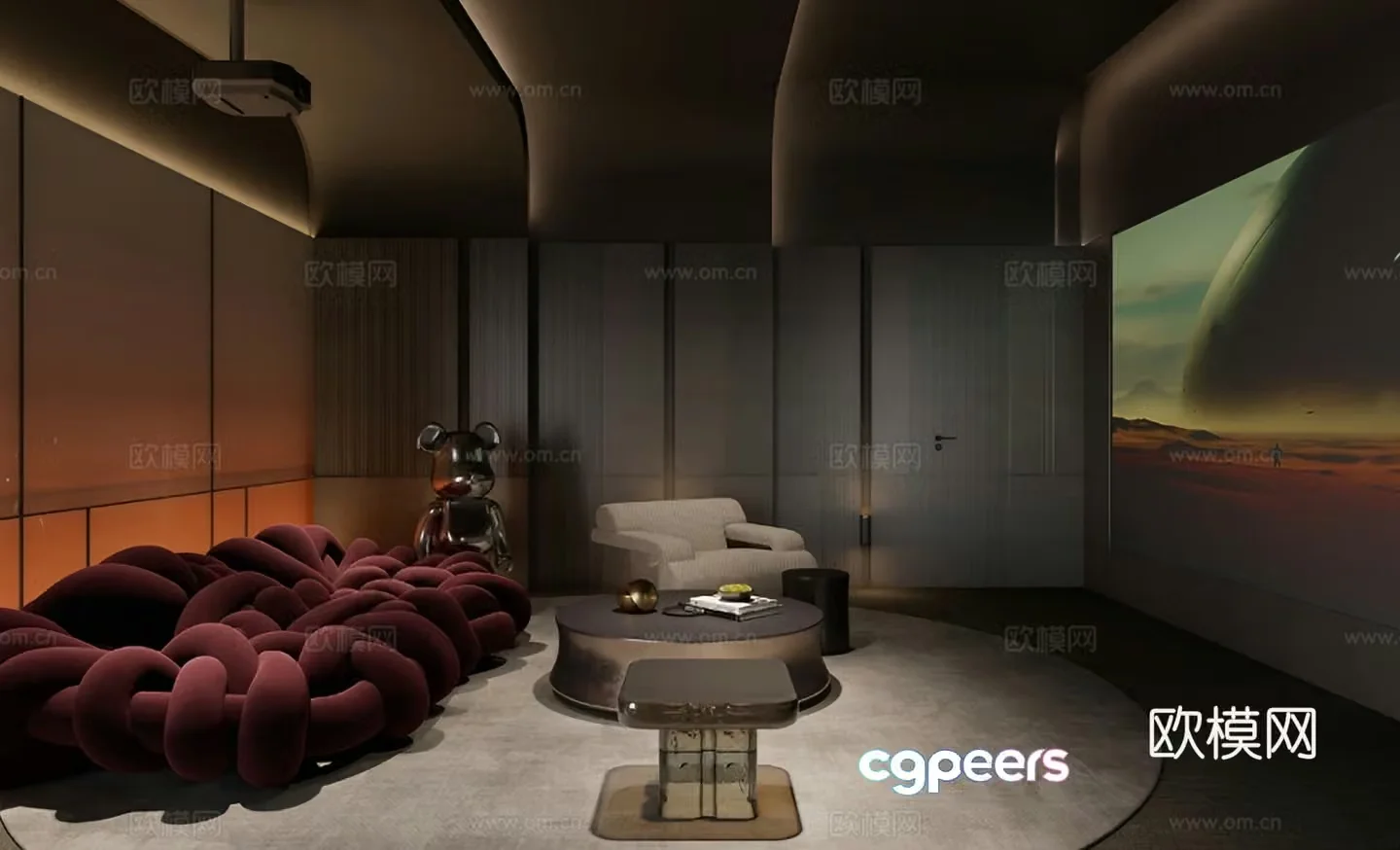 Modern audio-visual room personalized screening room 3d model