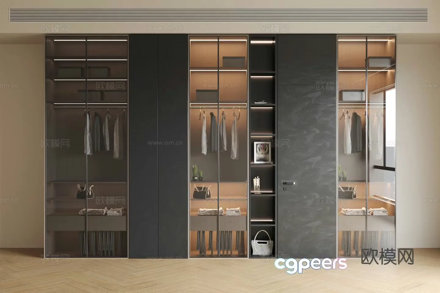 Modern Italian wardrobe Light luxury Italian wardrobe Bedroom wardrobe Master bedroom wardrobe Glass wardrobe 3D model