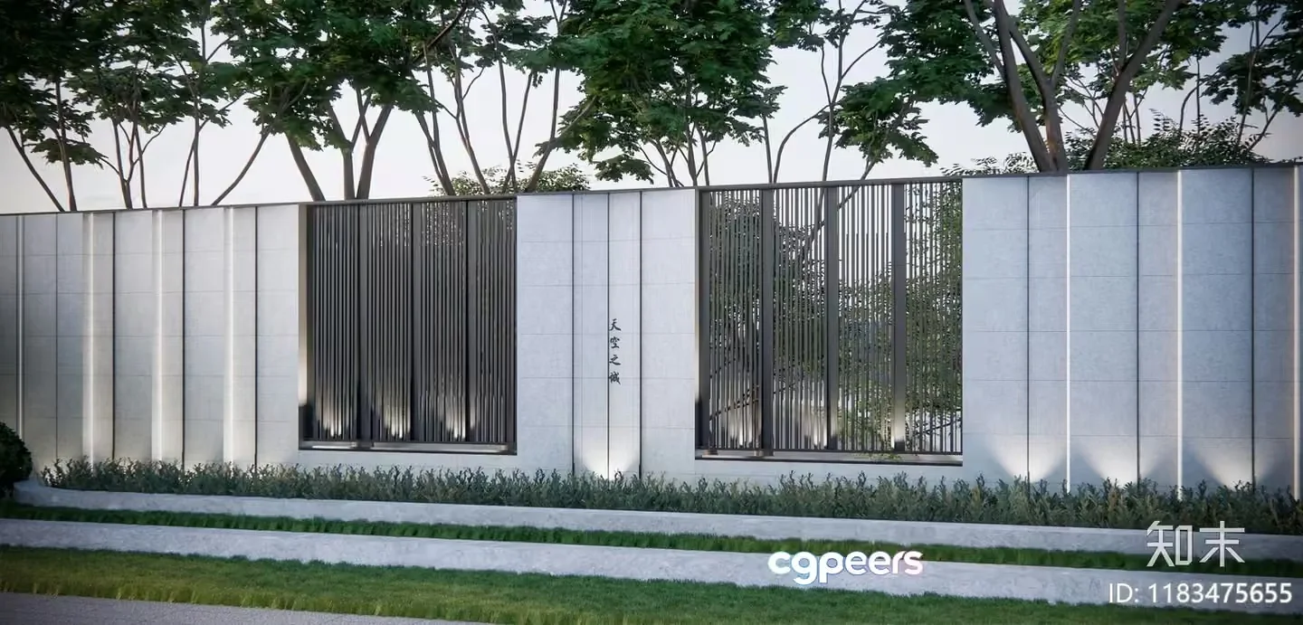 Modern White Fence 3D Model – 13553 – VRAY Render