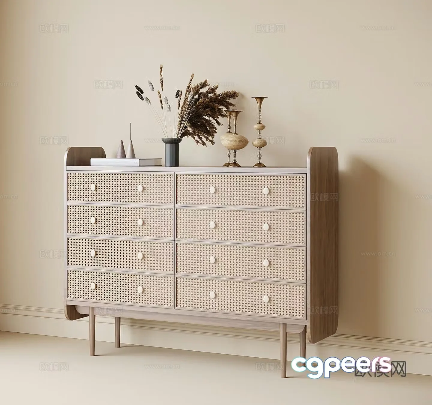 Wabi-sabi shoe cabinet low cabinet 3d model