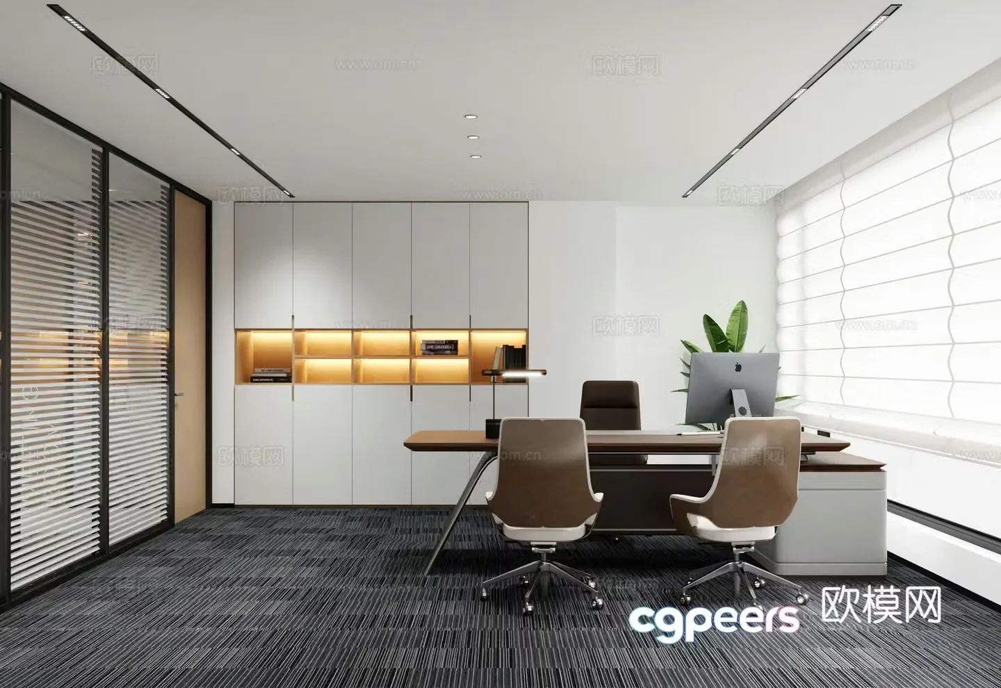 Modern director office manager room 3d model