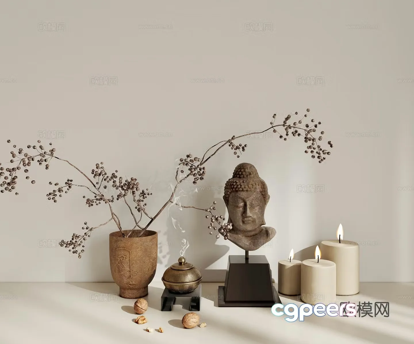 New Chinese-style combination ornaments Potted 3D model