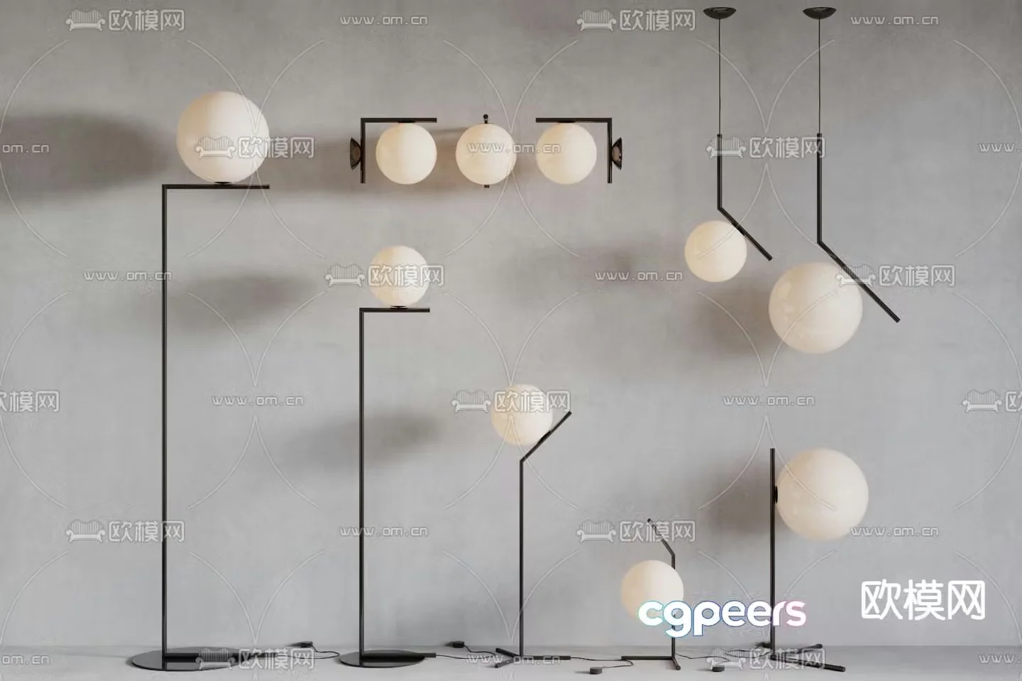 Spherical floor lamp Chandelier Table lamp 3d model