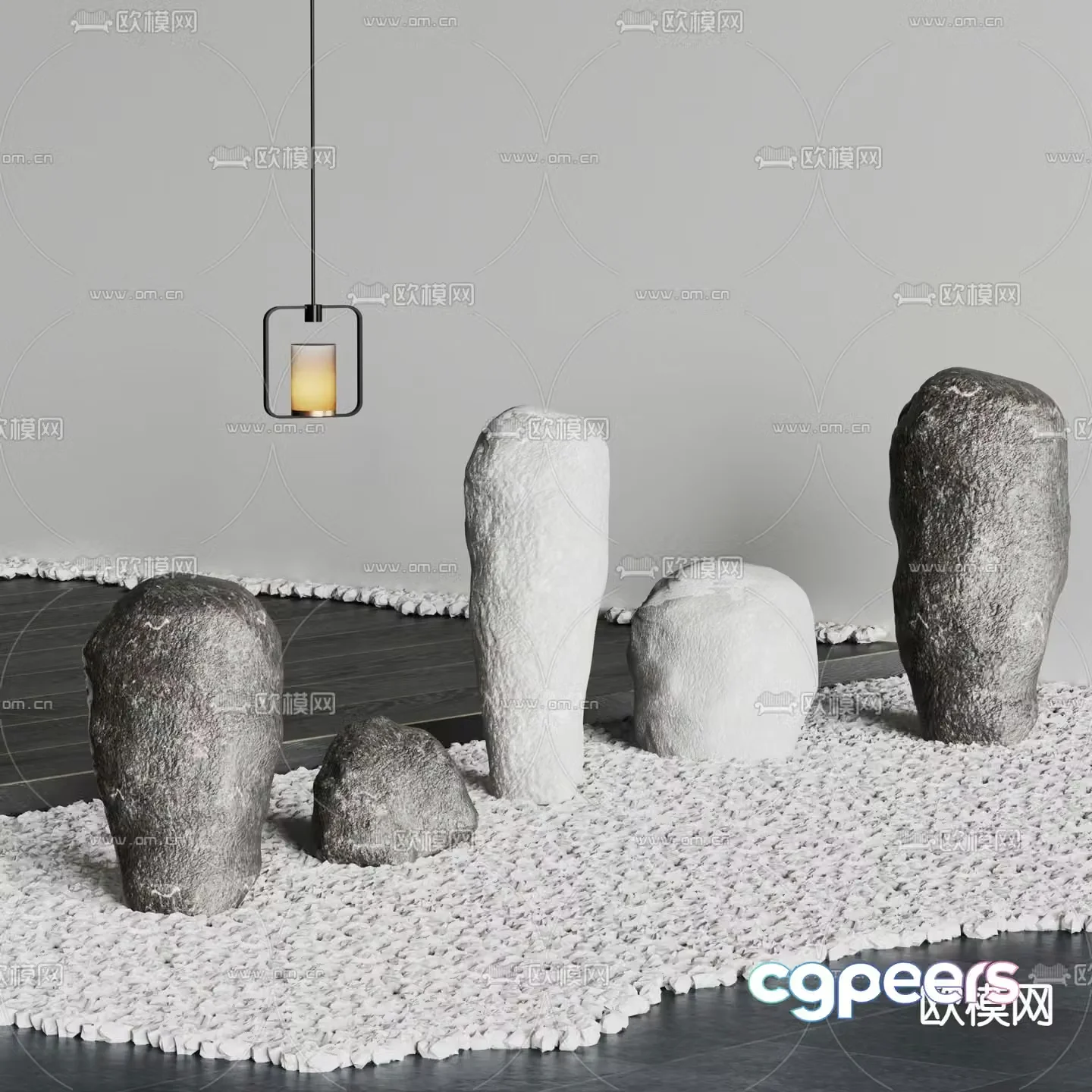 Landscape stones cobblestone 3d model