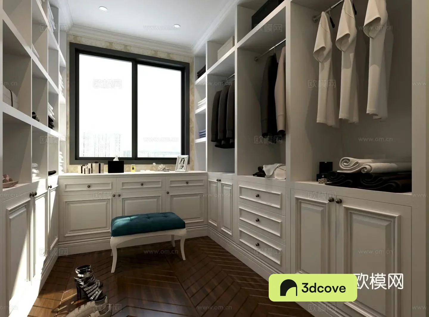 European simple white cloakroom