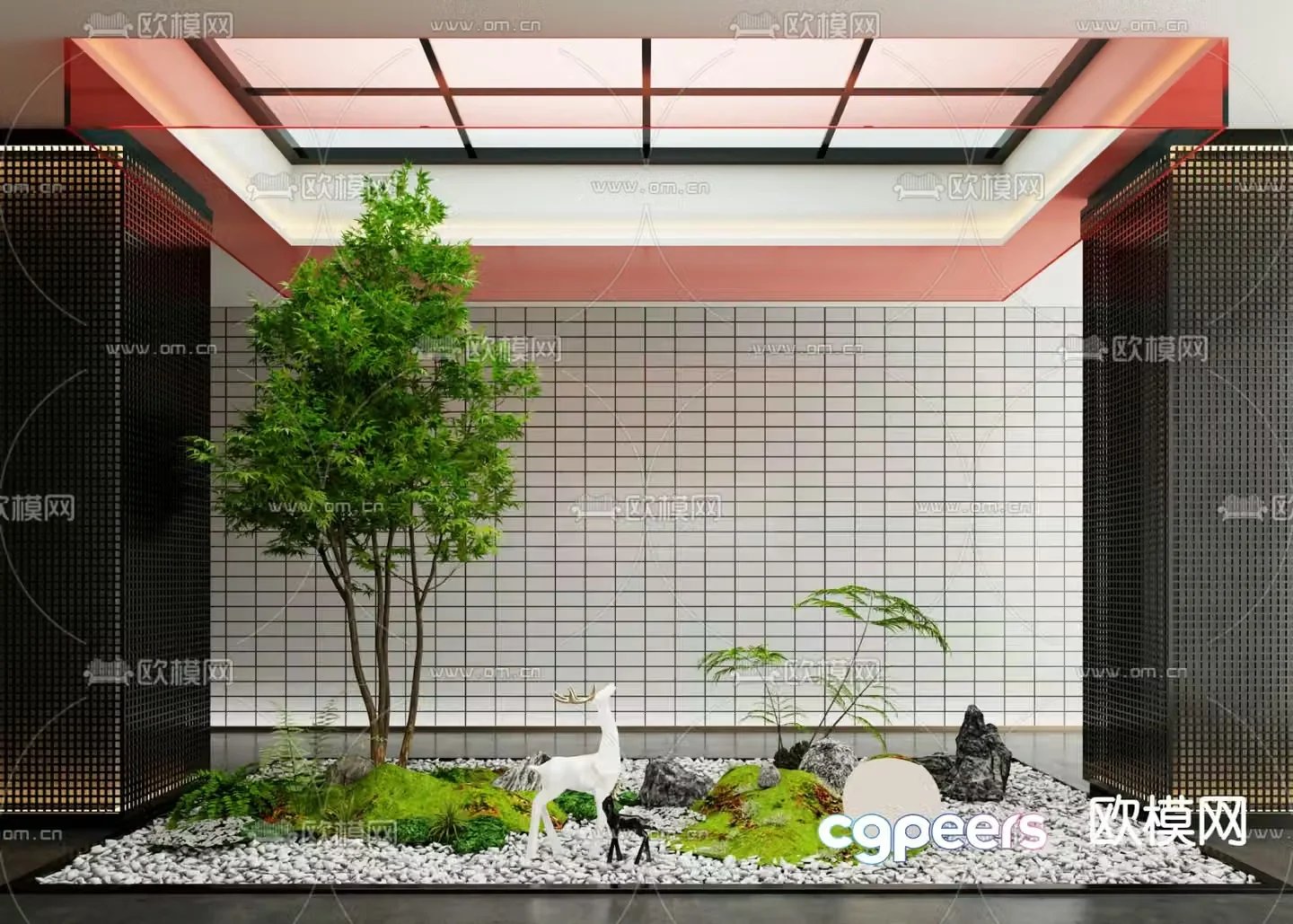 Indoor patio green plant landscaping 3D model