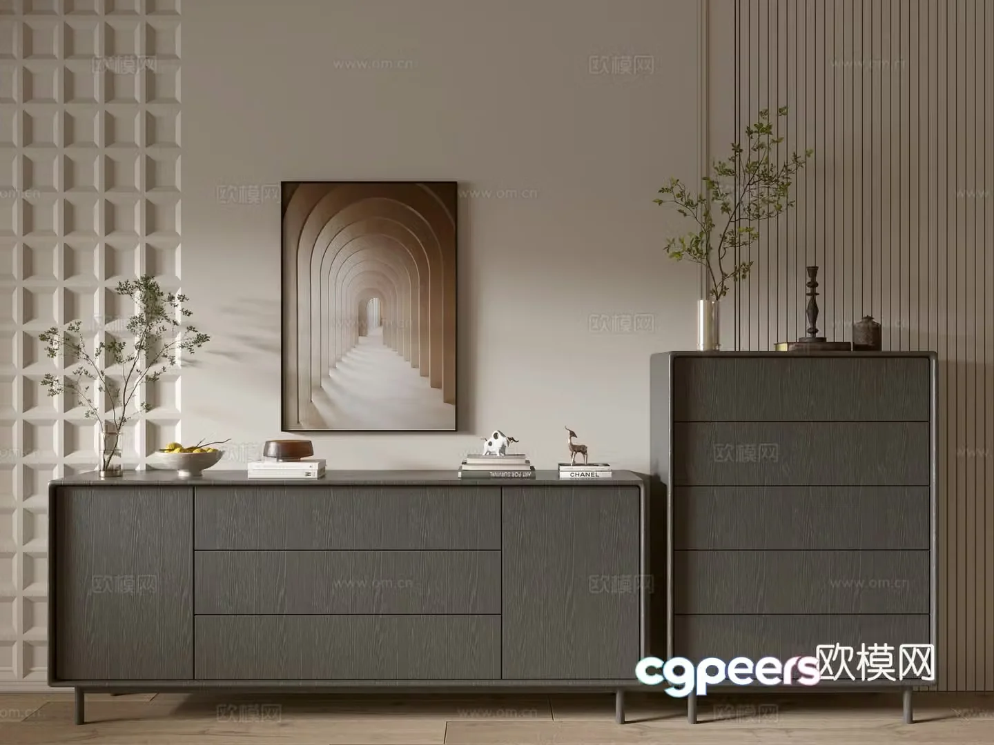 Modern black porch cabinet sideboard cabinet balcony cabinet storage cabinet entrance porch cabinet 3D model
