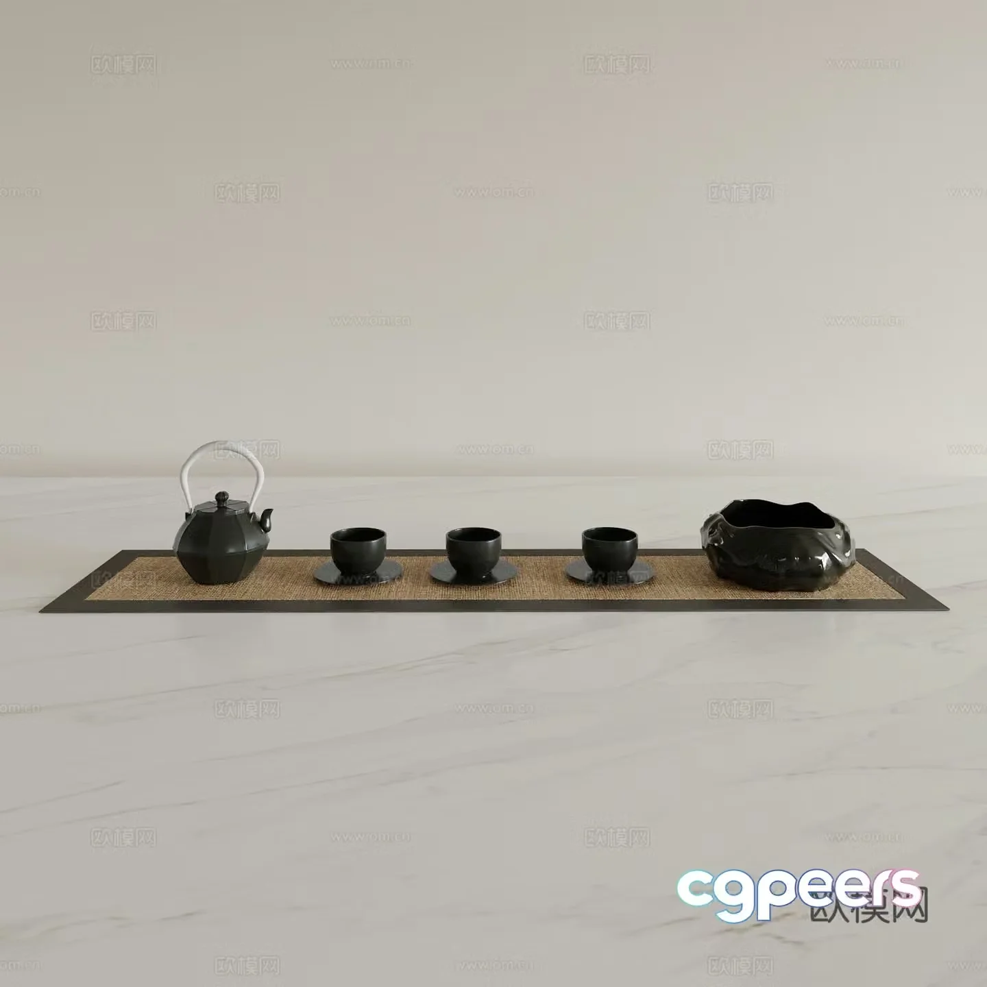 Chinese tea set teapot teacup 3d model