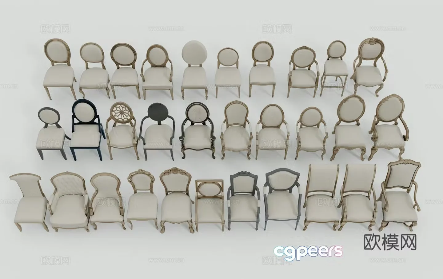European neoclassical chair 3d model