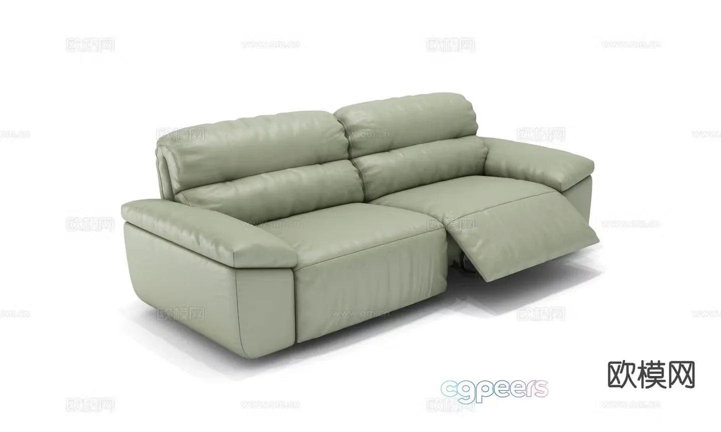 Double sofa leather sofa 3d model