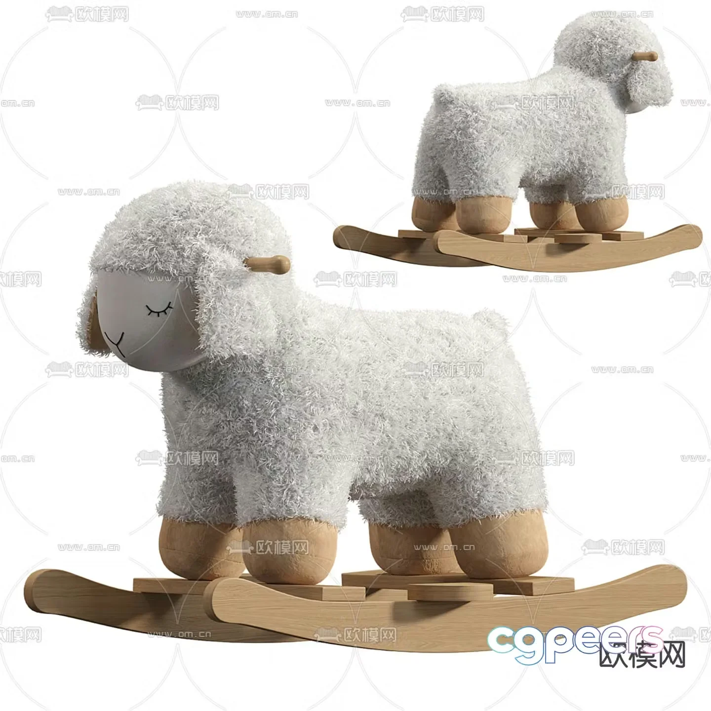 Sheep doll wooden horse toy 3d model