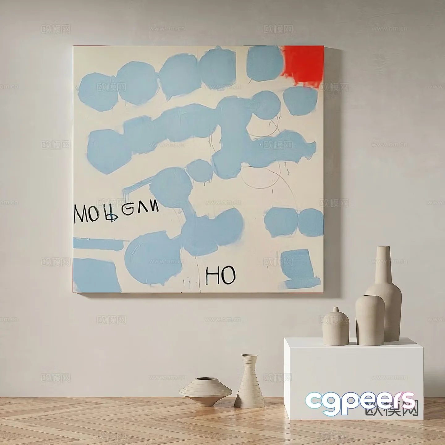 Modern minimalist abstract decorative painting 3d model