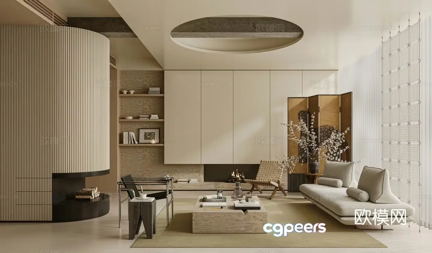 Middle-aged living room 3d model