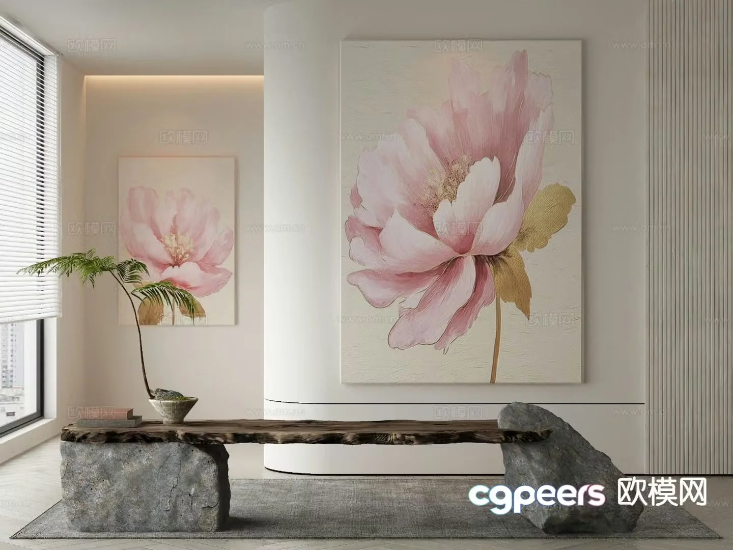 Modern decorative painting flower painting 3d model