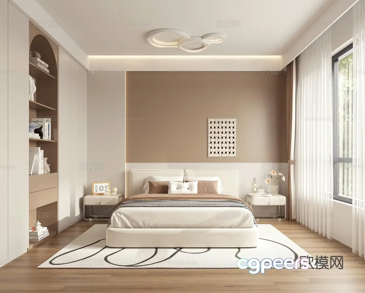 Creamy Bedroom 3d Model