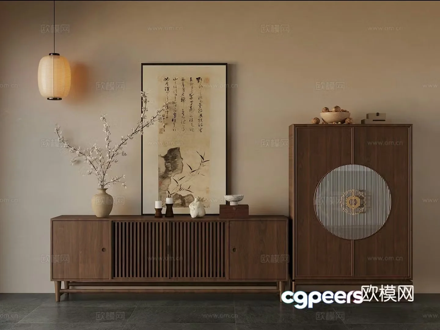 03 New Chinese TV Cabinet Decorative Cabinet 3D Model