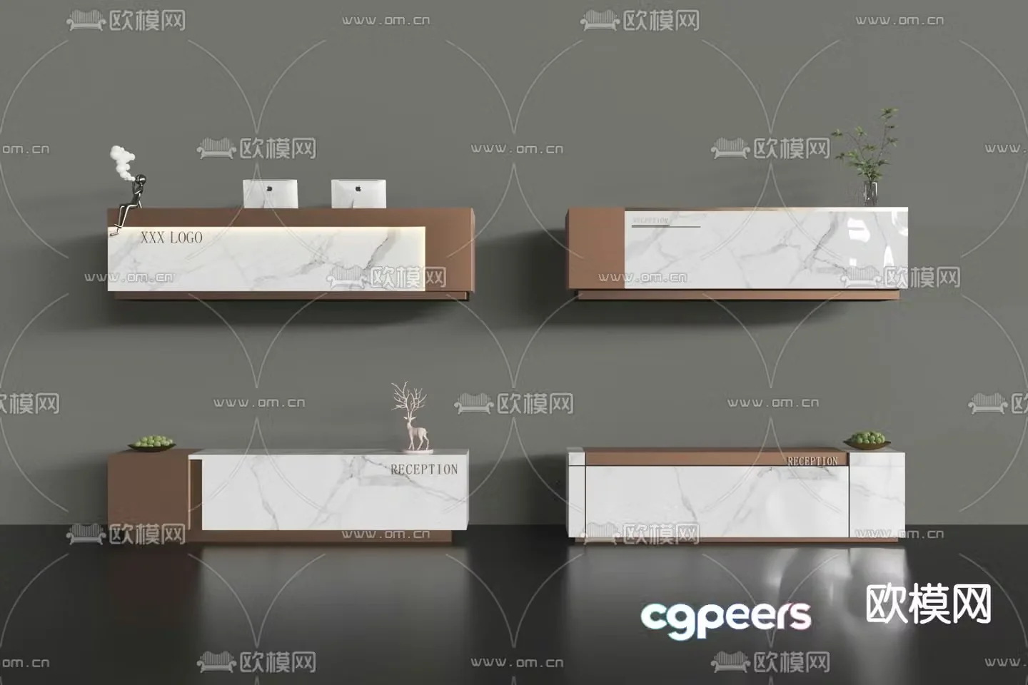 Modern front desk reception desk service desk 3d model