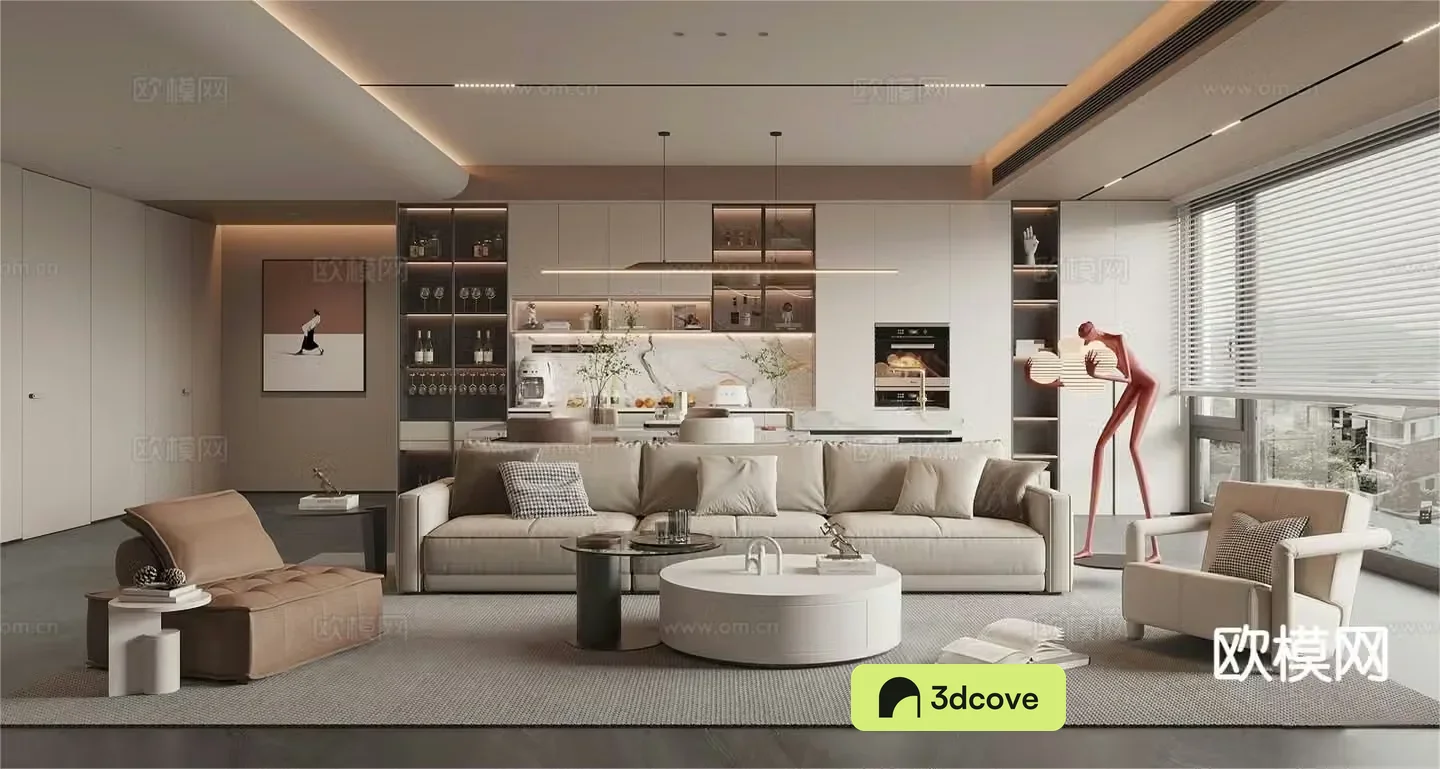 Modern living and dining room