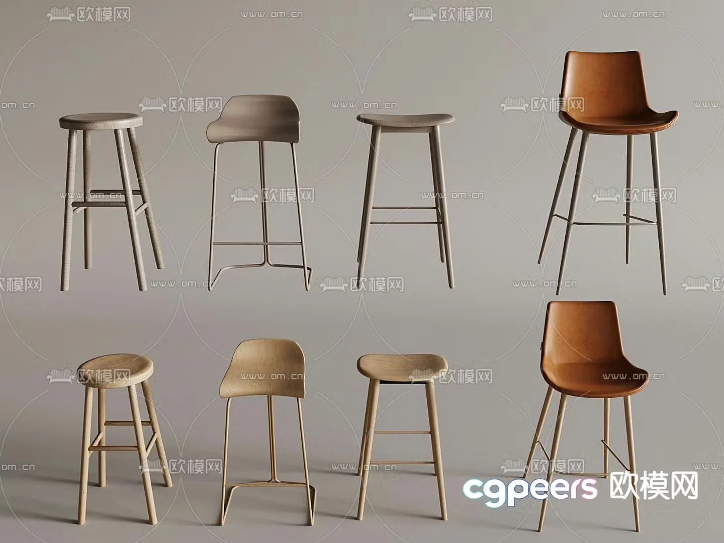 Modern bar chair high chair 3d model