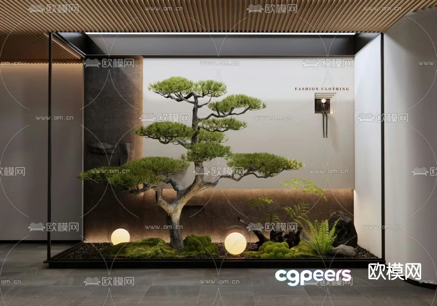 Indoor landscape pine tree landscaping 3d model
