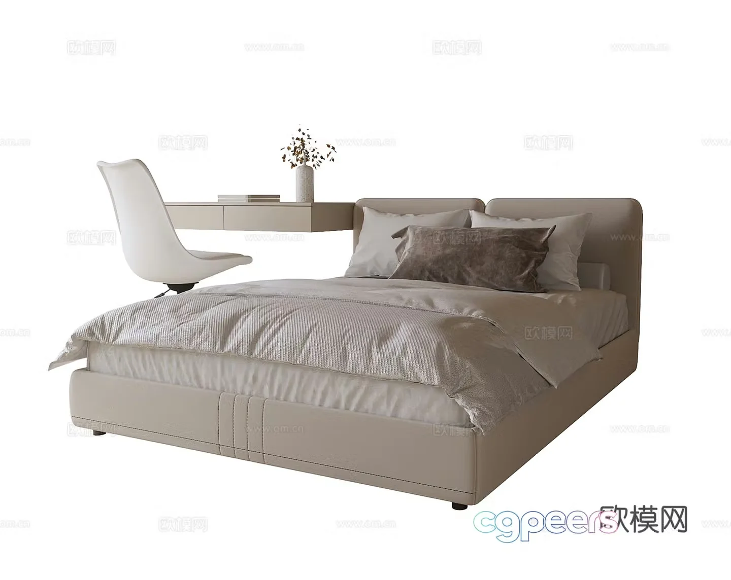 Modern children’s bed single bed desk chair dressing table 3d model