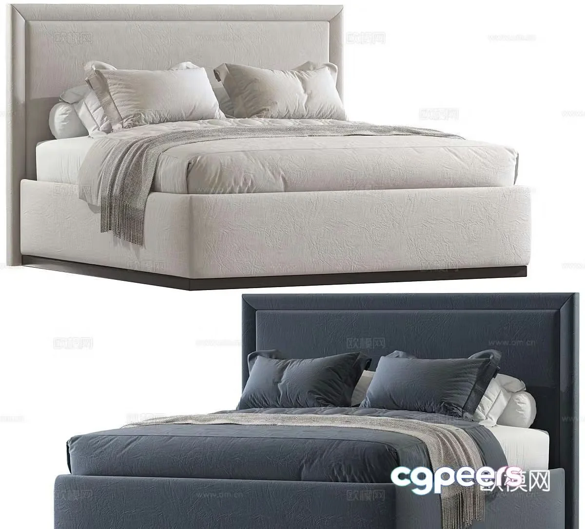 Modern fabric double bed Minimalist double bed Fabric double bed Italian double bed Master bedroom bed 3D model