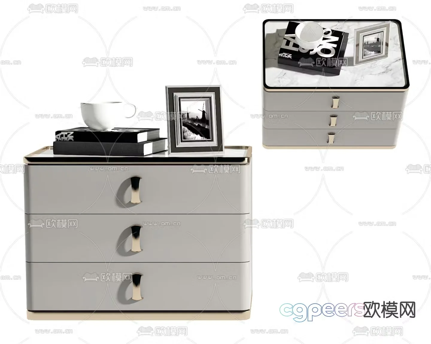 Modern bedside table drawer storage cabinet 3d model