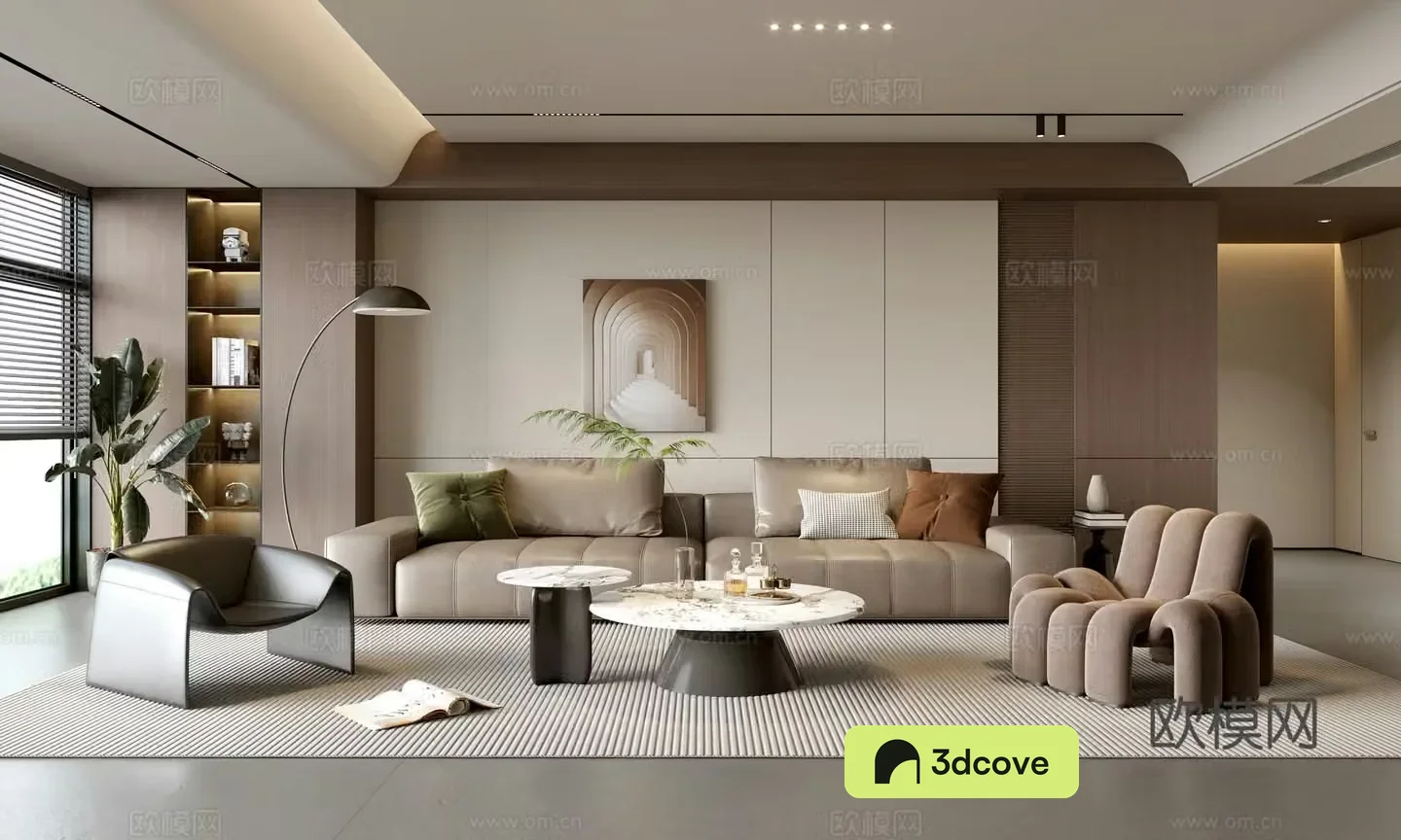 Modern simple living room balcony cabinet sofa combination coffee table sofa background wall