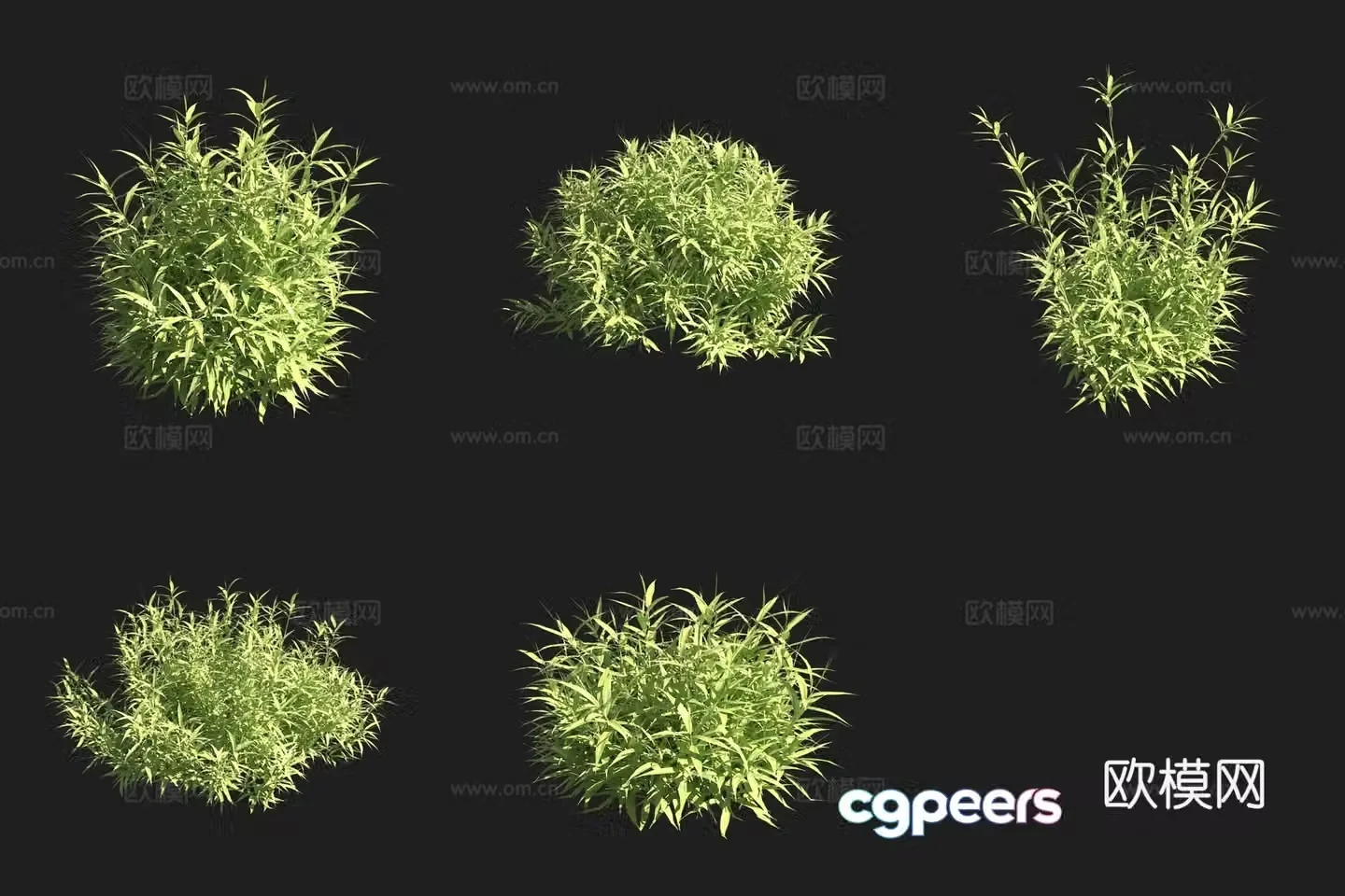 3D model of golden inlaid bamboo bamboo shrub