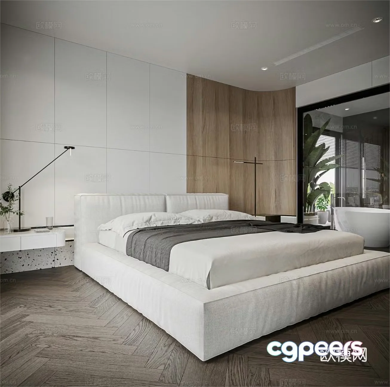 Modern minimalist bedroom master bedroom 3d model