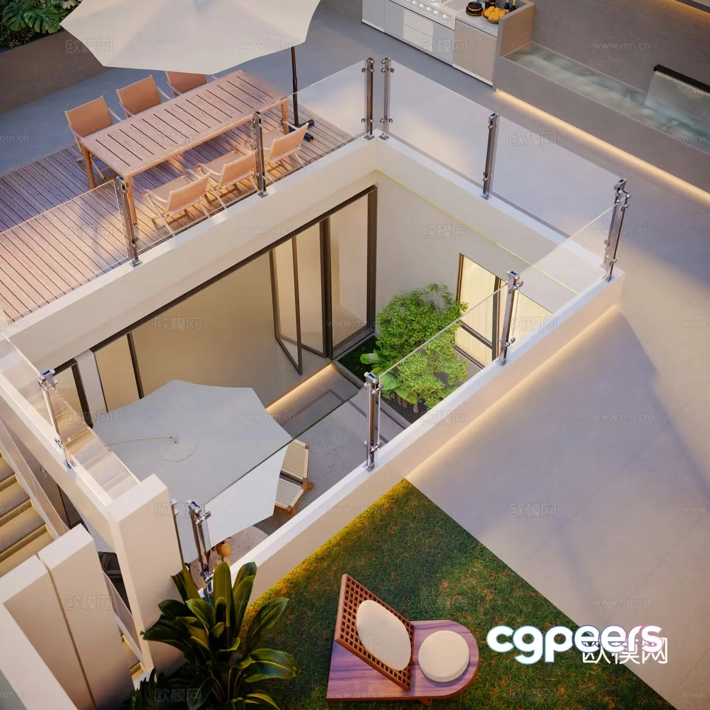 Modern courtyard landscape 3d model