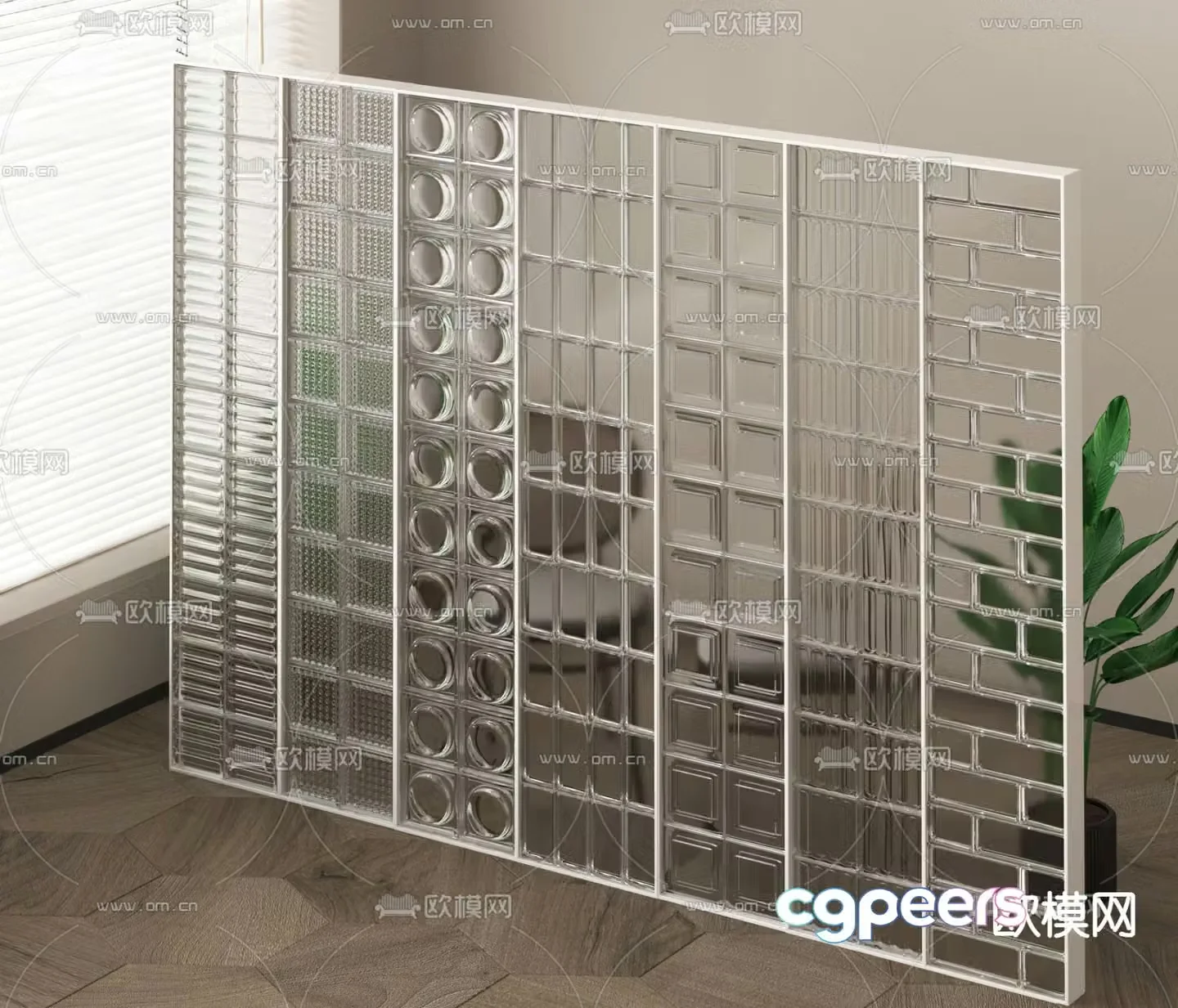 3D model of glass brick partition