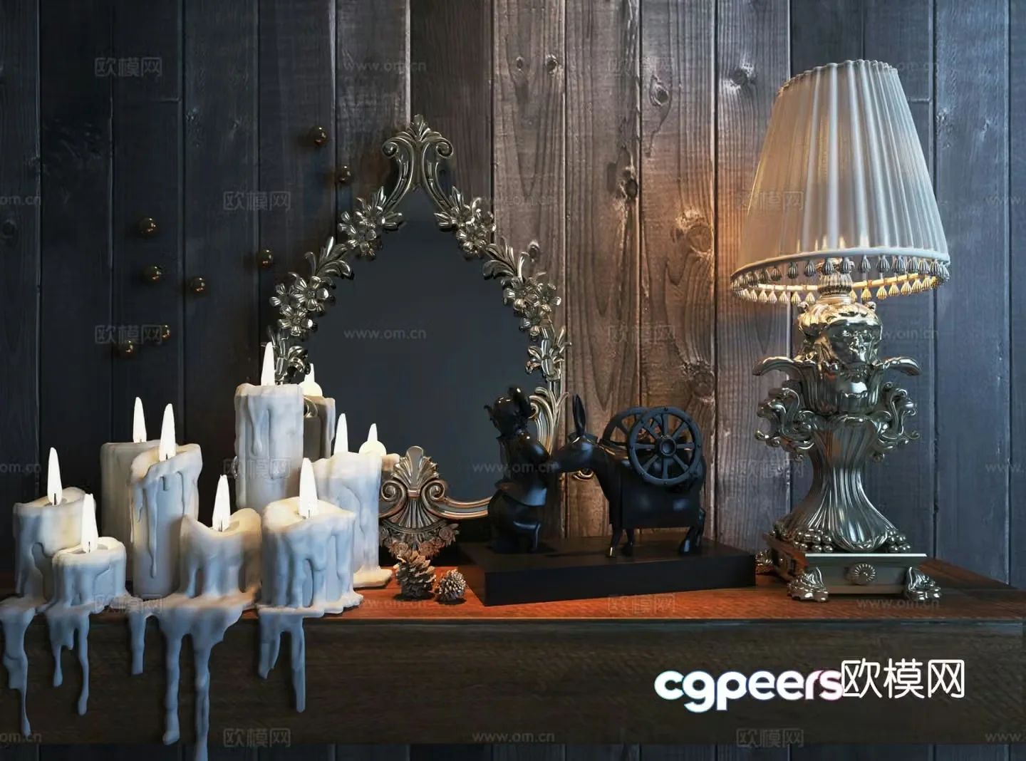 Simple European decorations table decorations candles desk lamp 3D model