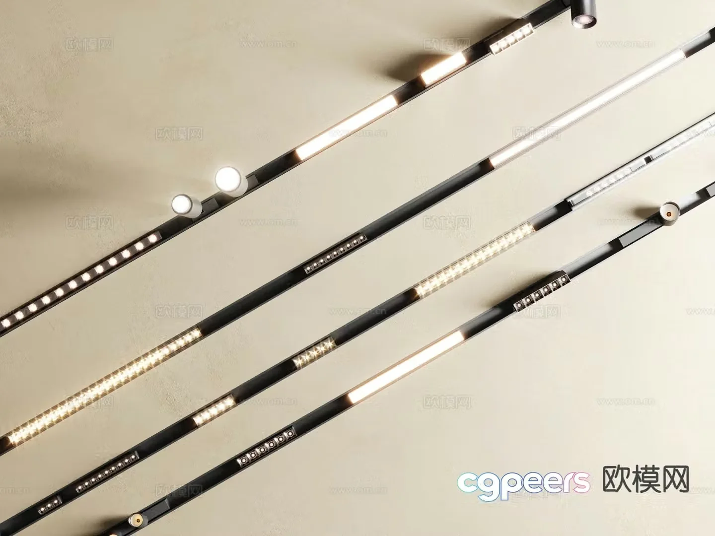 Modern track lights magnetic lights grille lights spotlights 3D model