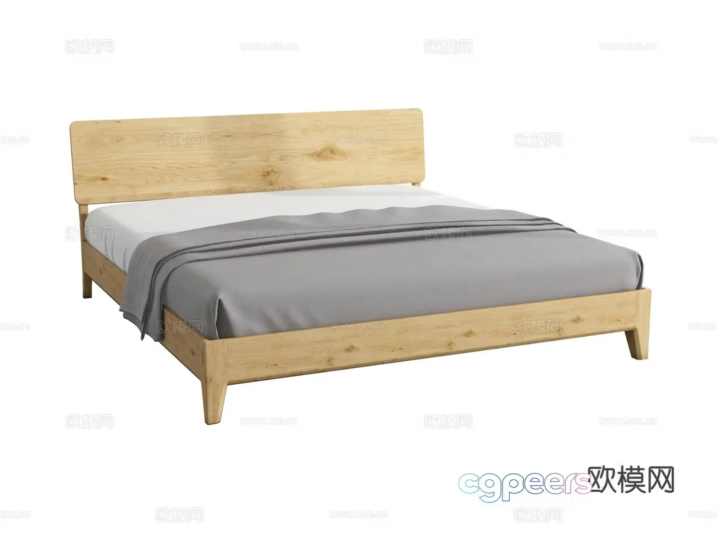 Modern double bed 3d model