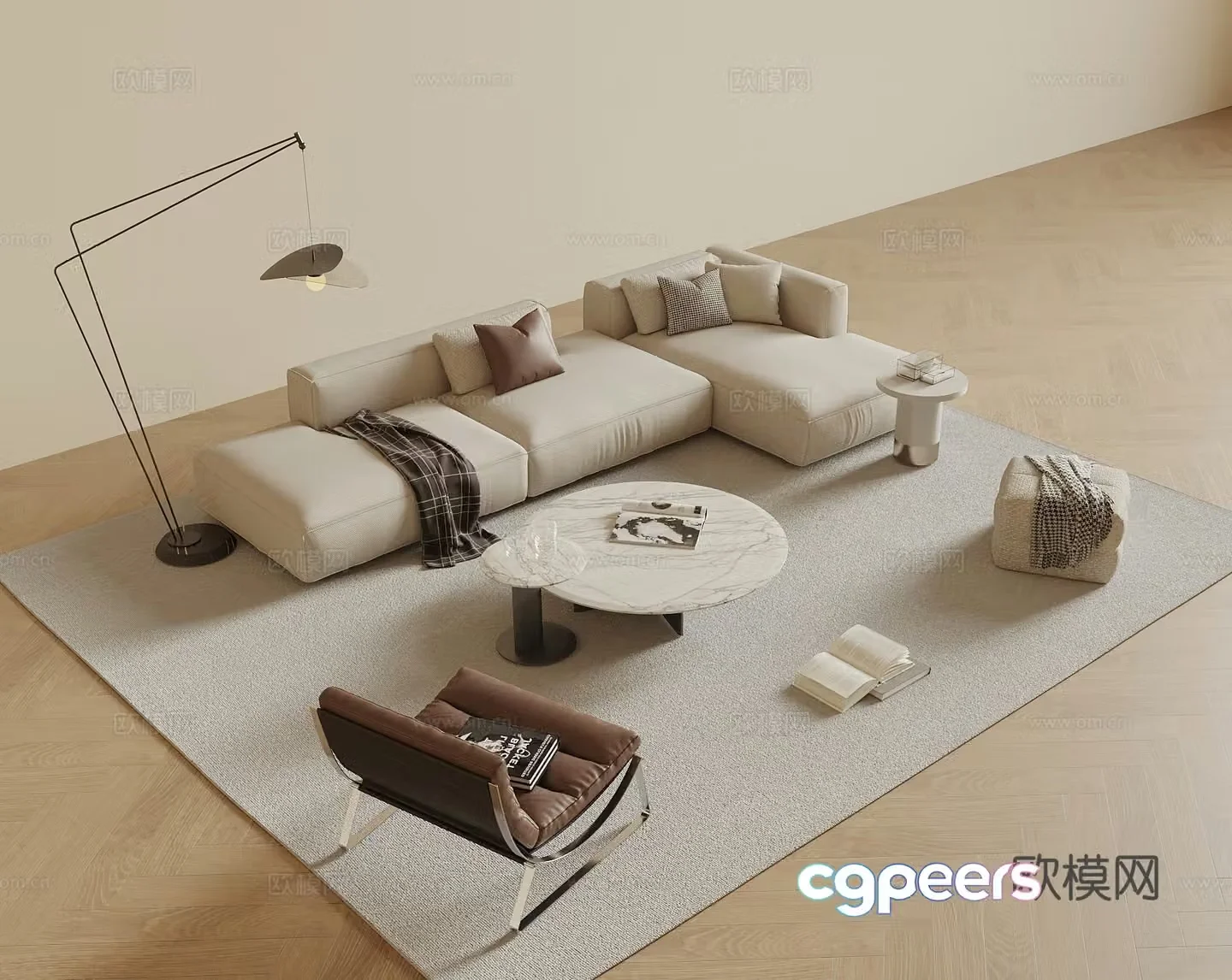 Modern sofa coffee table combination corner sofa leisure chair living room sofa 3d model