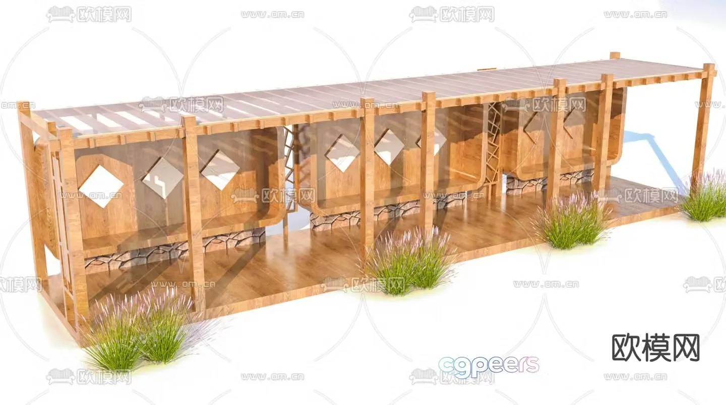 Special-shaped gallery landscape gallery 3D model