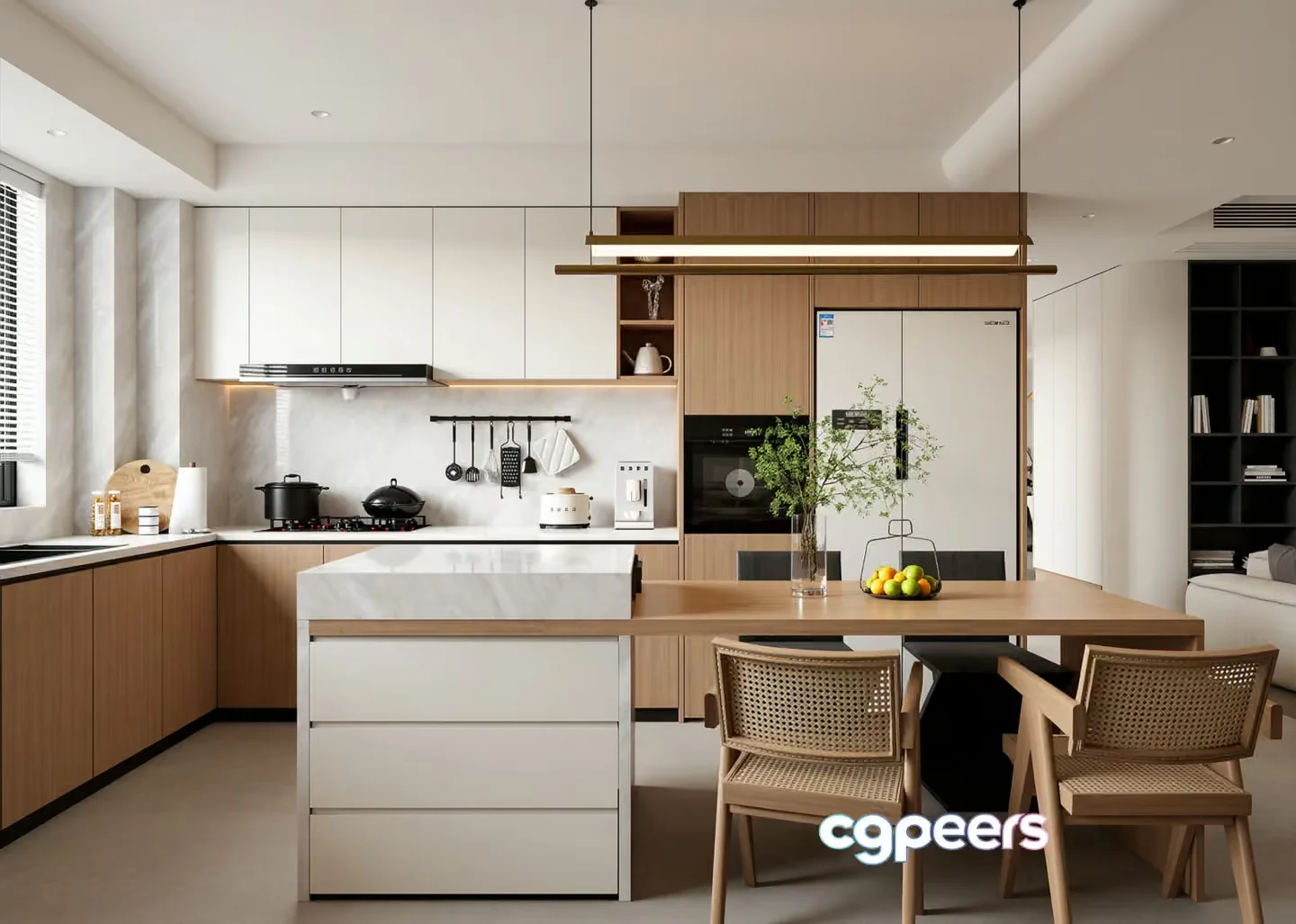 Modern Kitchen Space 3D Model – 17471 – VRAY Render
