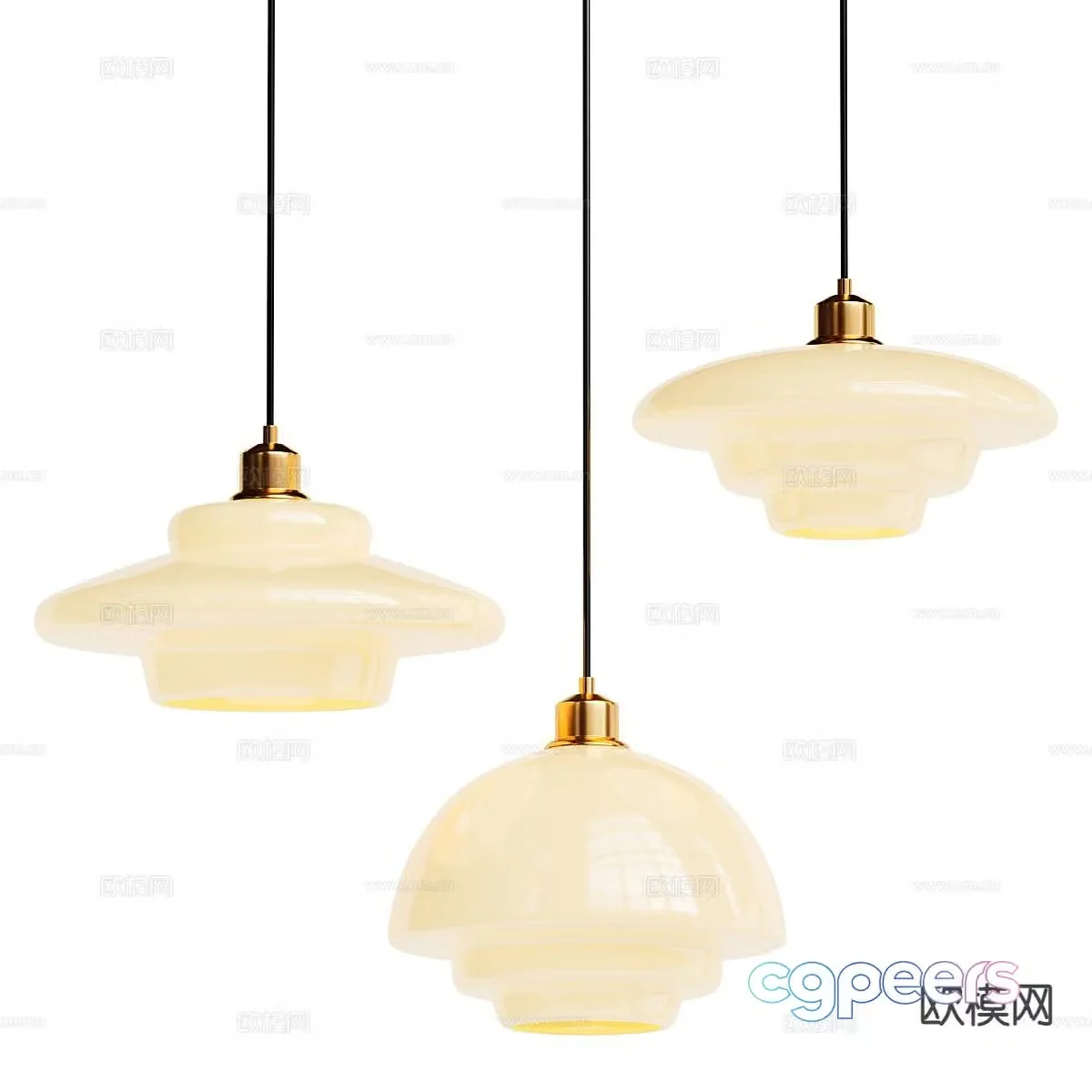 Art cream style chandelier 3d model