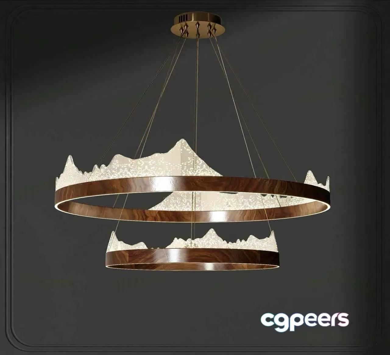 Light Fixture With A Mountain Range Design 3D Model – 15680 – VRAY Render