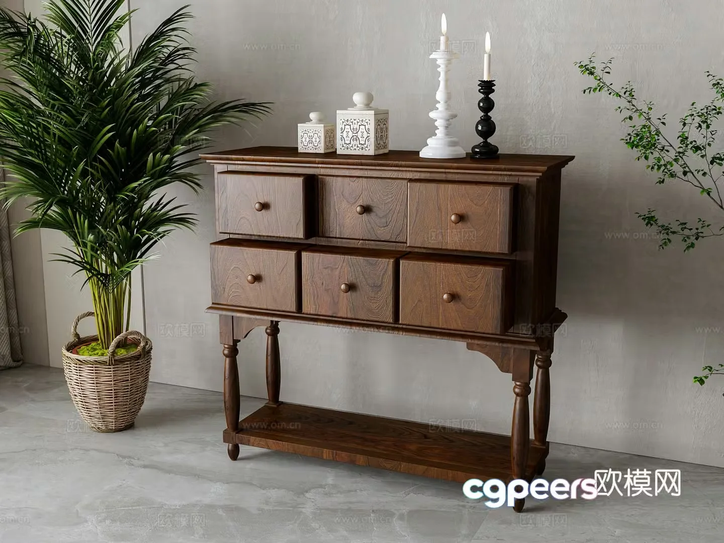 American style entrance cabinet 3D model